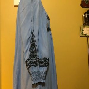 Boho dress w/embroidery on neck , front , sleeves